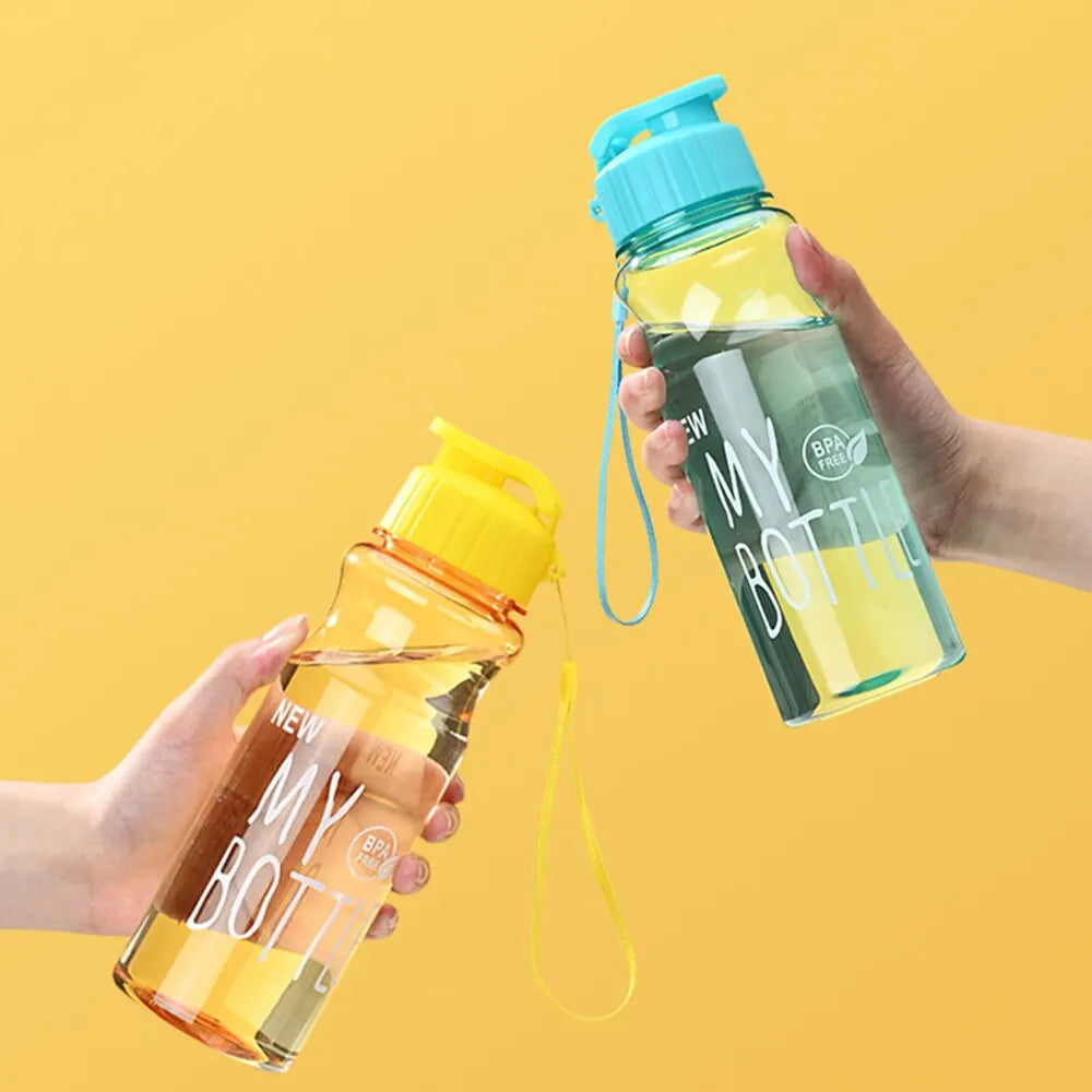 550ml Plastic Water Bottle Portable Sports Cup With Anti Drop Rope Outdoor Water Container Color Transparent Pet Flip Cover American Fitness CLub