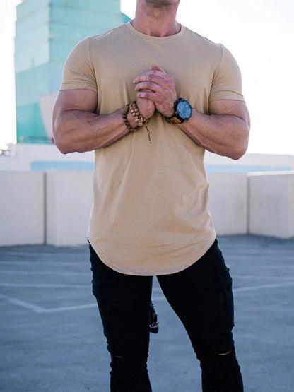 Muscle Fitness T-shirt Summer Men's Athleisure Workout short sleeve T-shirt High Quality cotton Men T-shirt Gym Sport Shirt Tops American Fitness CLub