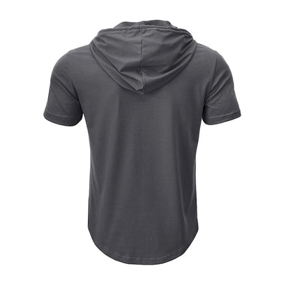 Men's T Shirt Summer Slim Fitness Hooded Short-Sleeved Tees Male Lightweight Hoodie Fitness Breathable Sports Tops American Fitness CLub
