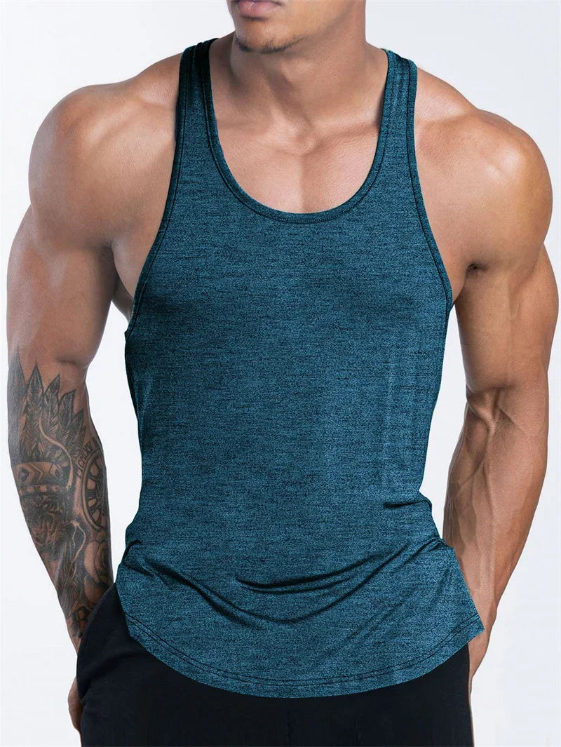Men's Sports Fitness Tank Top Summer GYM Training  Undershirt Running Basketball Quick Drying Breathable loose Tank Top men tops American Fitness CLub