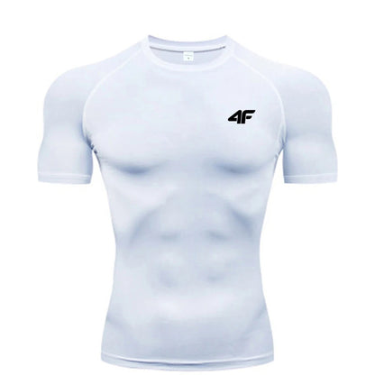 Compression T Shirt Men Summer Sportswear Running T-shirt Elastic Quick Dry Sport Tops Tee Athletic Gym Workout Shirts Men American Fitness CLub