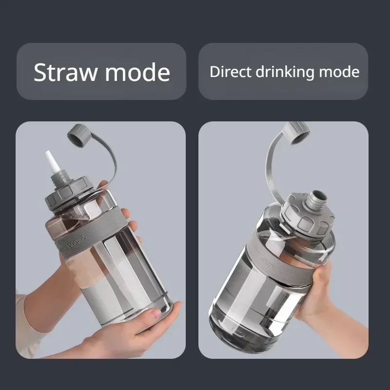 2 Liter Big Water Bottle With Straw 2L/1.5L/1L/0.6L Large Capacity School Gym Sports Drinking Bottles Fitness botella de agua 물병 American Fitness CLub