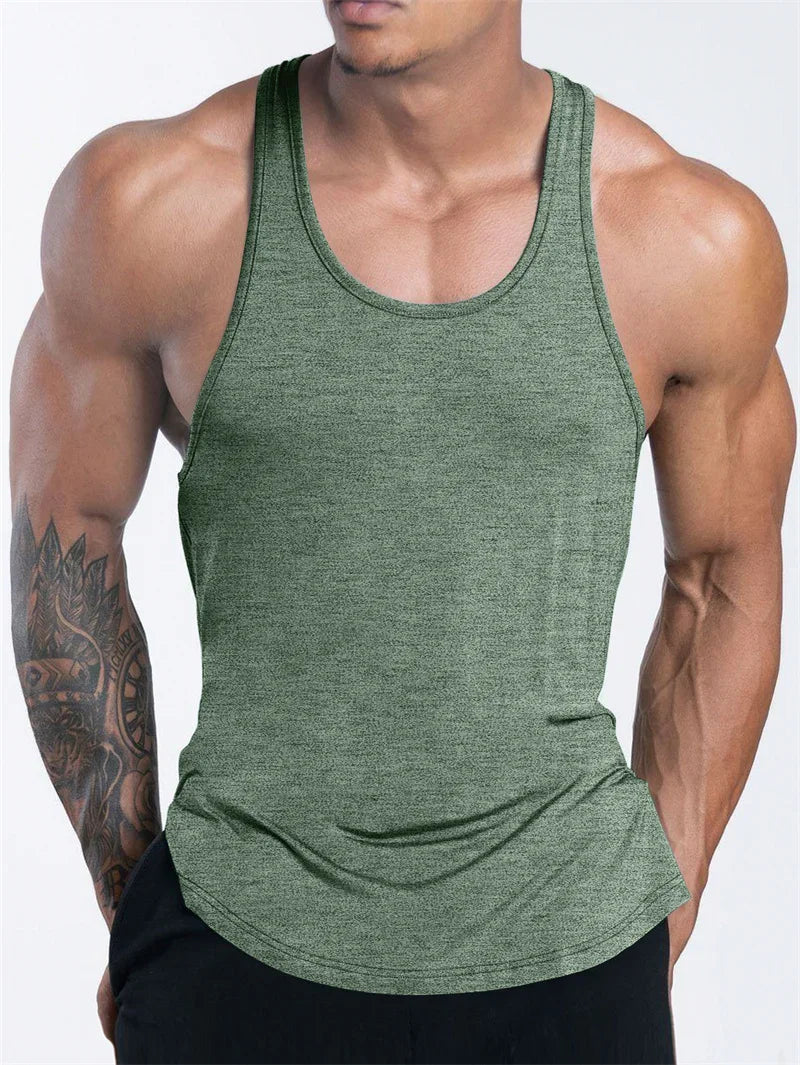 Men's Sports Fitness Tank Top Summer GYM Training  Undershirt Running Basketball Quick Drying Breathable loose Tank Top men tops American Fitness CLub