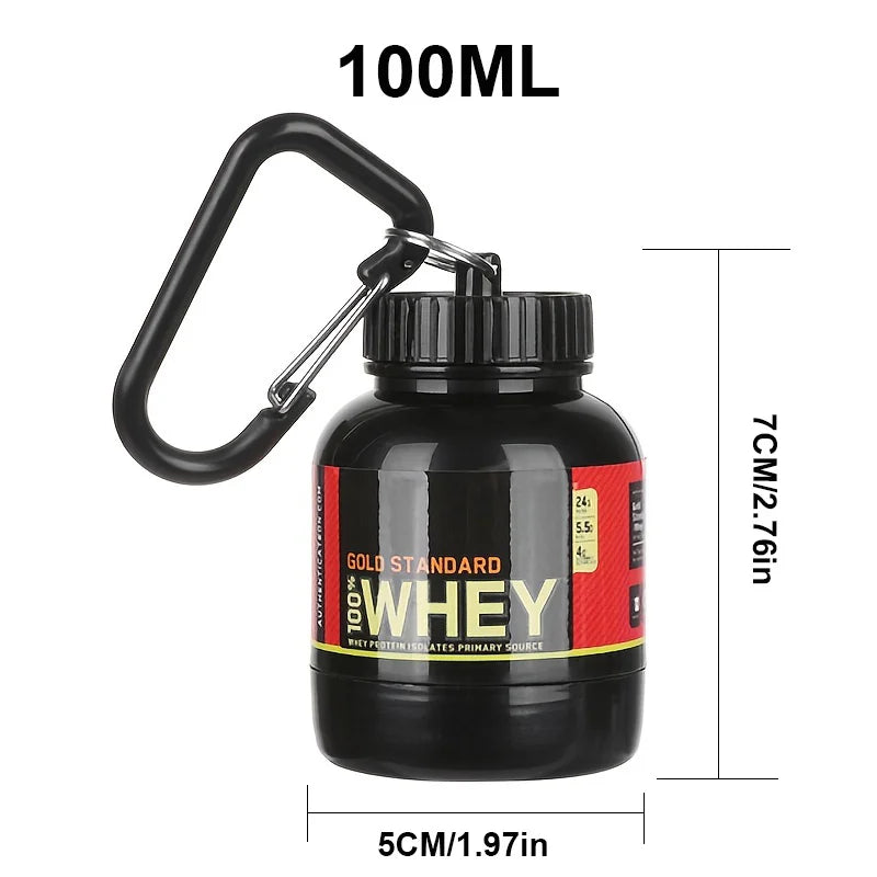 100/200ml Portable Protein Powder Supplement Container Lightweight Leakproof Storage Bottle American Fitness CLub