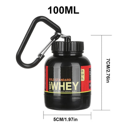100/200ml Portable Protein Powder Supplement Container Lightweight Leakproof Storage Bottle American Fitness CLub