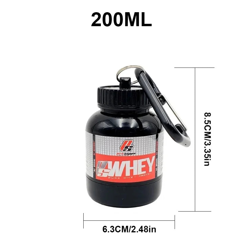100/200ml Portable Protein Powder Supplement Container Lightweight Leakproof Storage Bottle American Fitness CLub