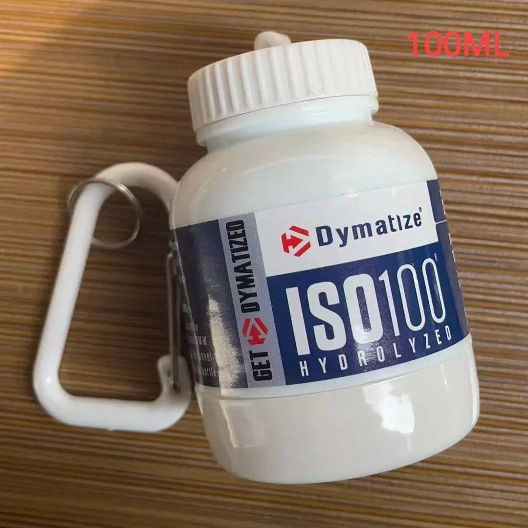 100ML Portable Protein Powder Bottle With Whey Keychain Health Funnel Medicine Box Small Water Cup Outdoor camping Container American Fitness CLub