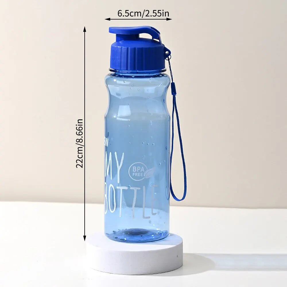 550ml Plastic Water Bottle Portable Sports Cup With Anti Drop Rope Outdoor Water Container Color Transparent Pet Flip Cover American Fitness CLub