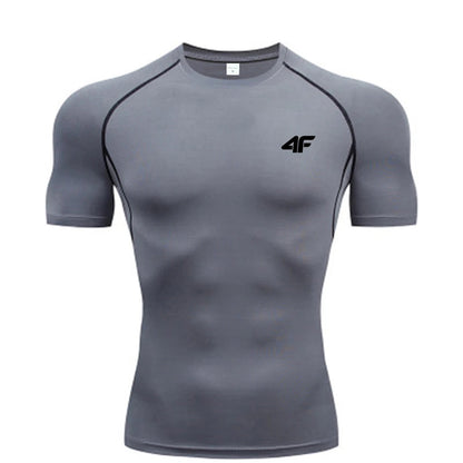 Compression T Shirt Men Summer Sportswear Running T-shirt Elastic Quick Dry Sport Tops Tee Athletic Gym Workout Shirts Men American Fitness CLub