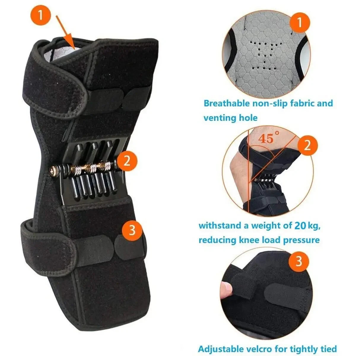 Sport Joint Patella Power Lift Knee Braces Elderly Walking Support Protect Fixed Booster Breathable Rebound Spring Knee New American Fitness CLub