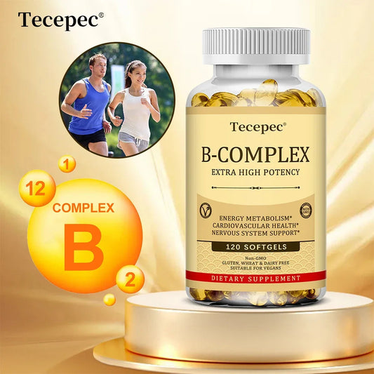 Vitamin B Complex-Contains Vitamins B1, B2, B3, B6, B5, B12 - Replenish Energy, Fight Stress and Enhance Immunity - 120 Capsules American Fitness CLub
