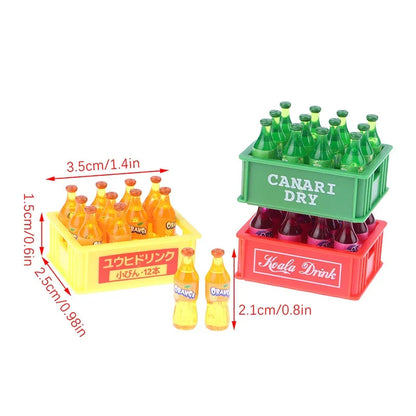 1Set 1:12 Dollhouse Miniature Drinks Soda Drink Bottle with Storage Box Model Doll House Living Scene Decor Toy меблі для кукол American Fitness CLub