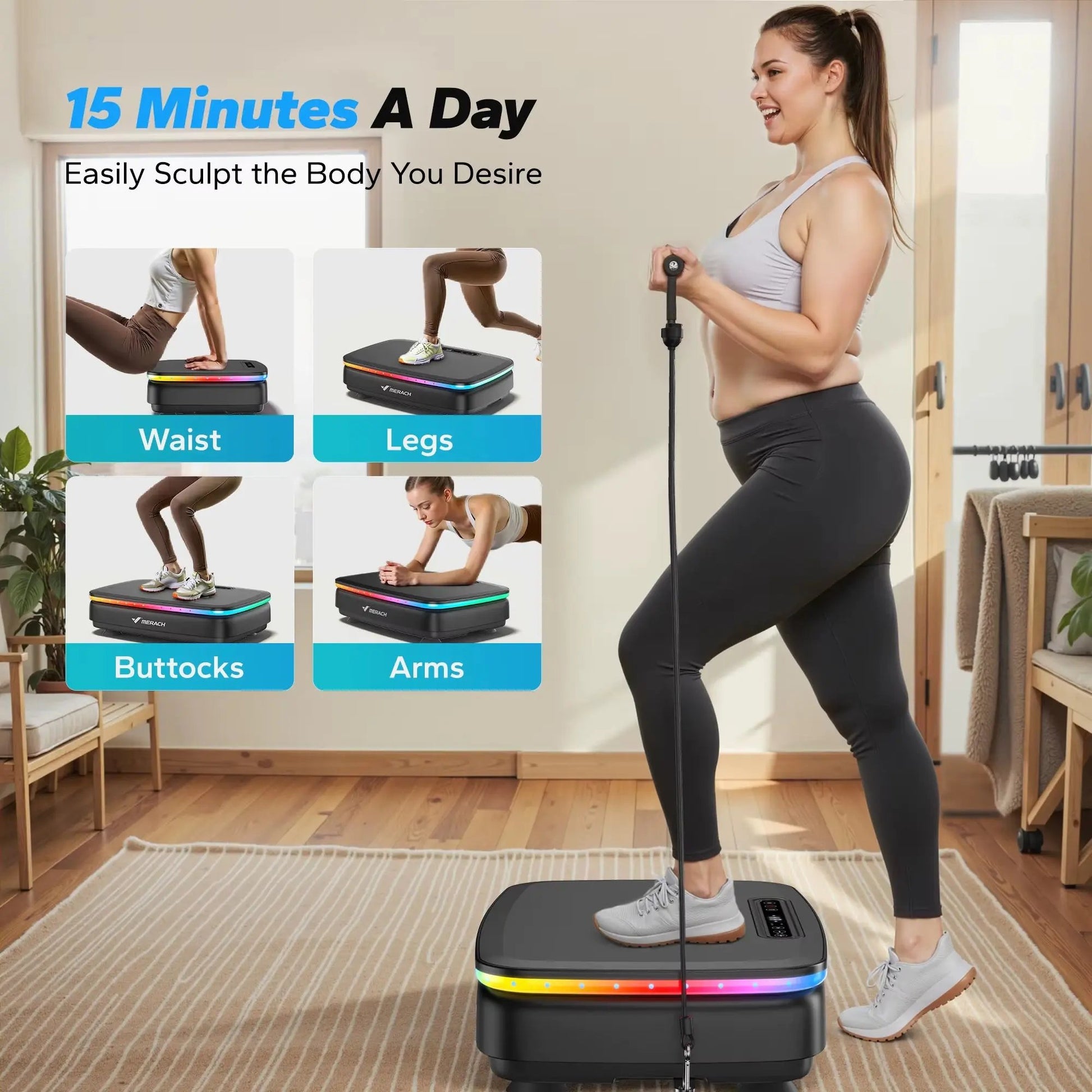 Vibration Plate Exercise Machine with Light Whole Body Workout Power Vibrate Platform Vibration Plate Lymphatic Drainage